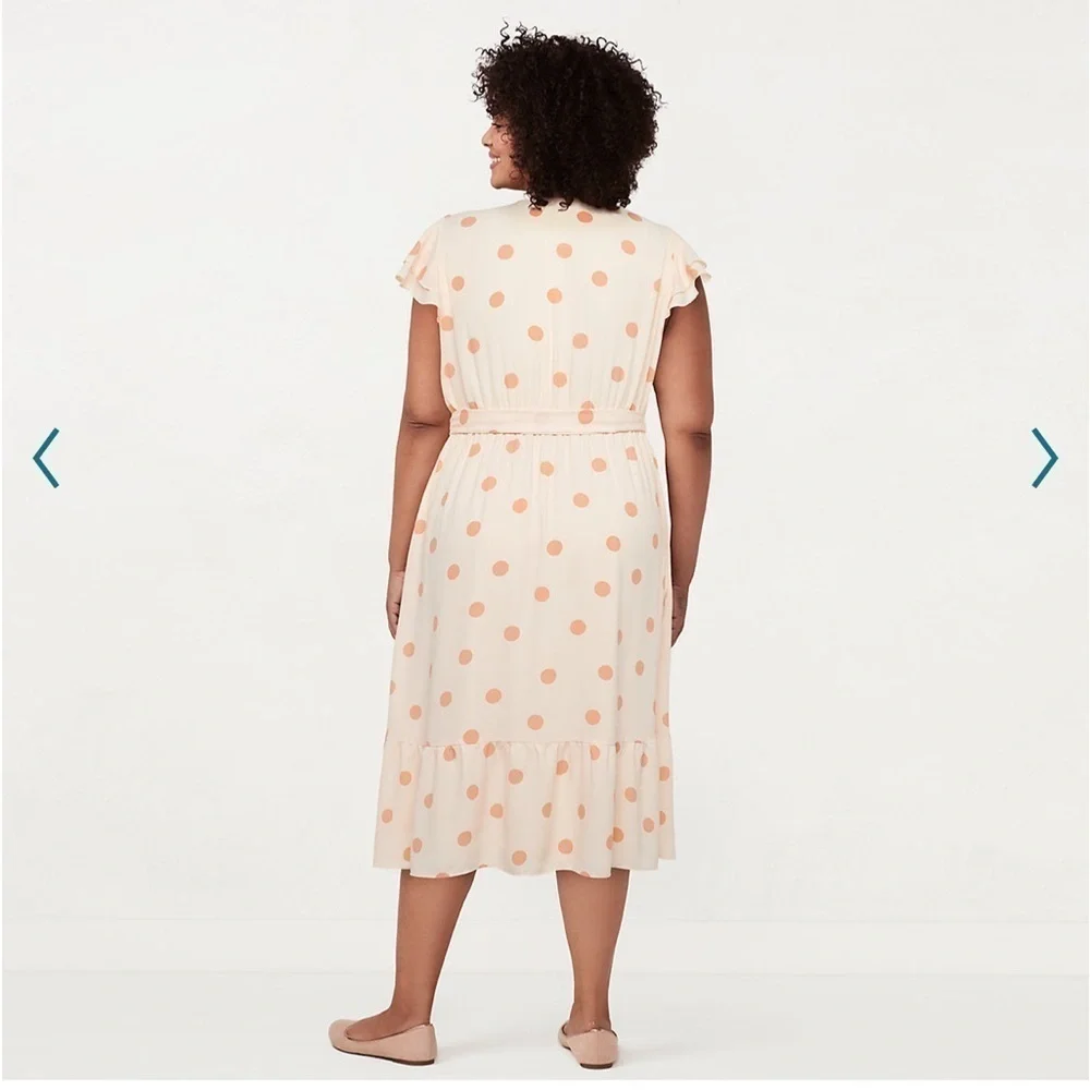 LC Lauren Conrad polka dot faux wrap midi dress